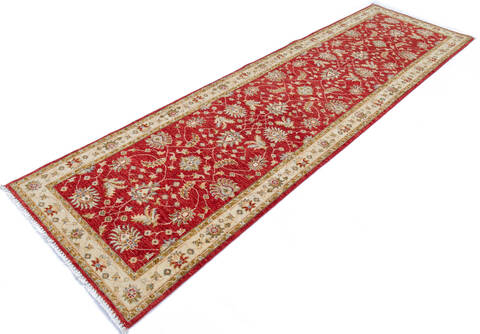 Chobi Beige Runner Hand Knotted 29 X 99  Area Rug 700-145571 Image 2
