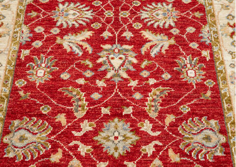 Chobi Beige Runner Hand Knotted 29 X 99  Area Rug 700-145571 Image 3