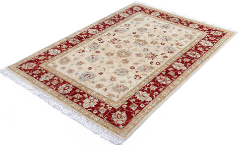Chobi Beige Hand Knotted 42 X 59  Area Rug 700-145574 Image 2