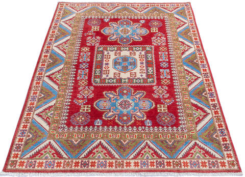 Kazak Red Hand Knotted 50 X 65  Area Rug 700-145618 Image 1