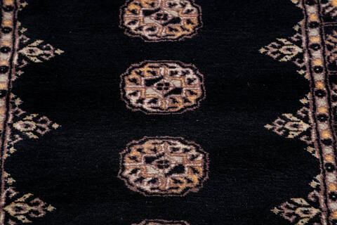 Bokhara Black Runner Hand Knotted 27 X 98  Area Rug 700-145690 Image 3
