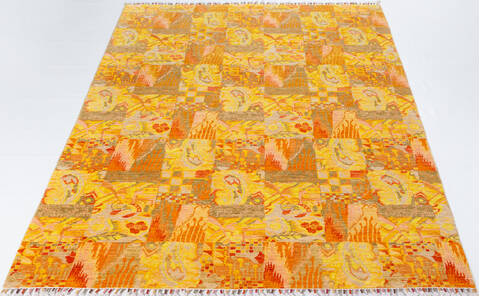 Chobi Yellow Hand Knotted 62 X 86  Area Rug 700-145738 Image 1