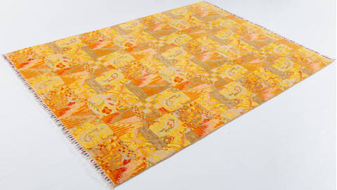 Chobi Yellow Hand Knotted 62 X 86  Area Rug 700-145738 Image 2
