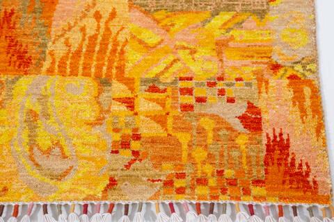 Chobi Yellow Hand Knotted 62 X 86  Area Rug 700-145738 Image 4