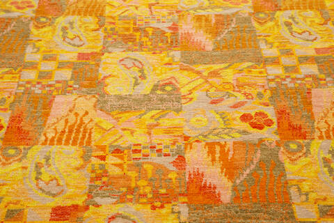 Chobi Yellow Hand Knotted 62 X 86  Area Rug 700-145738 Image 5