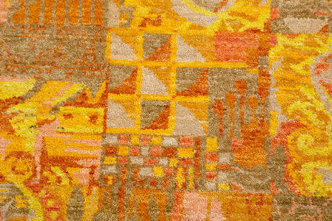 Chobi Yellow Hand Knotted 62 X 86  Area Rug 700-145738 Image 6