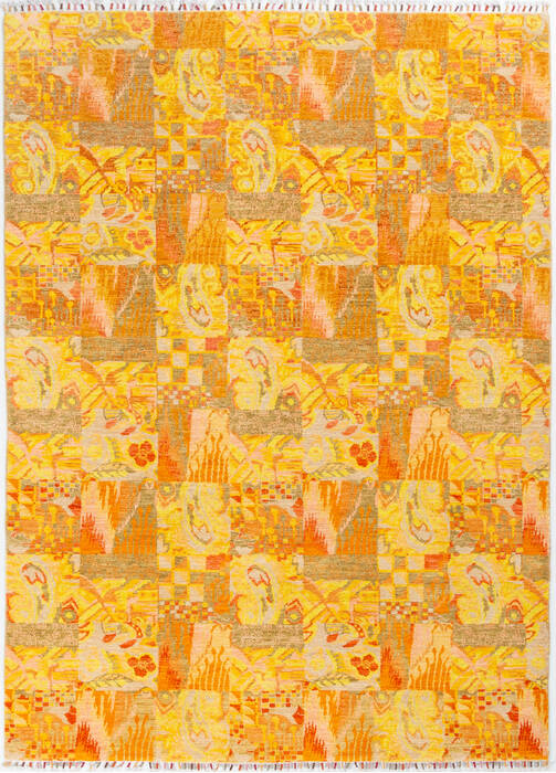 Chobi Yellow Hand Knotted 62 X 86  Area Rug 700-145738 Image 0