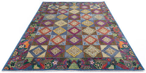 Chobi Multicolor Hand Knotted 80 X 102  Area Rug 700-145744 Image 1