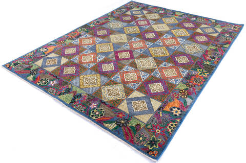 Chobi Multicolor Hand Knotted 80 X 102  Area Rug 700-145744 Image 2