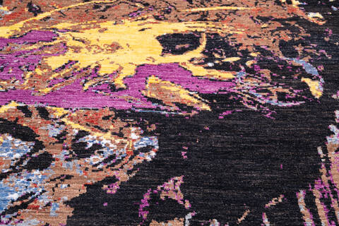 Modern Multicolor Hand Knotted 81 X 103  Area Rug 700-145801 Image 3