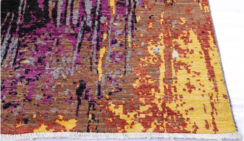 Modern Multicolor Hand Knotted 81 X 103  Area Rug 700-145801 Image 4