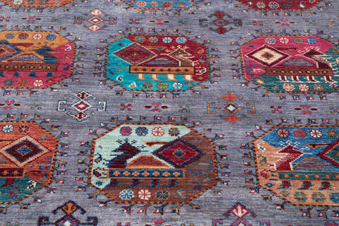 Chobi Grey Hand Knotted 53 X 61  Area Rug 700-145961 Image 3