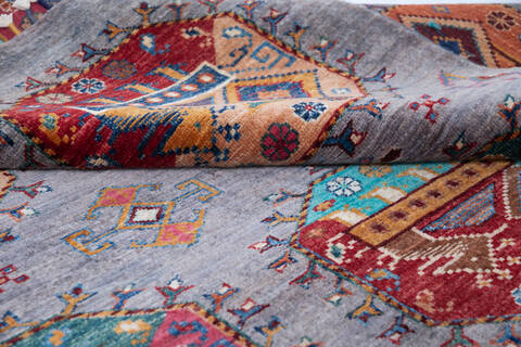 Chobi Grey Hand Knotted 53 X 61  Area Rug 700-145961 Image 5