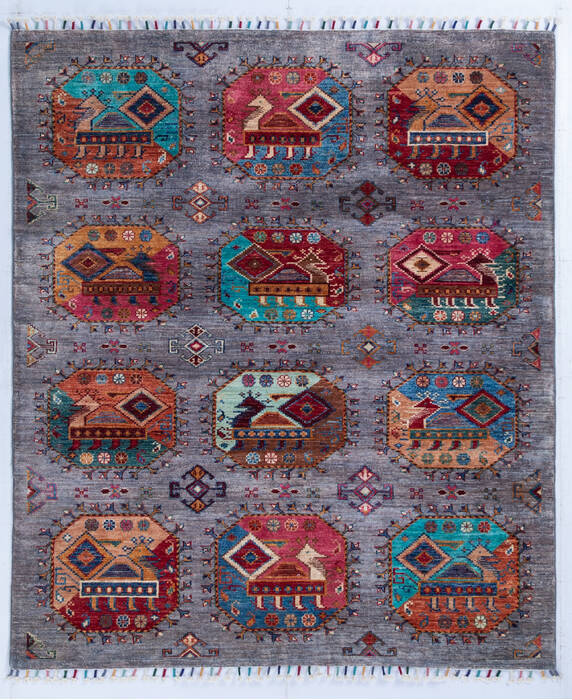 Chobi Grey Hand Knotted 53 X 61  Area Rug 700-145961 Image 0