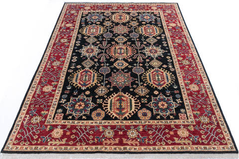 Chobi Black Hand Knotted 68 X 98  Area Rug 700-145967 Image 1
