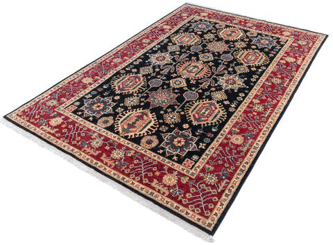 Chobi Black Hand Knotted 68 X 98  Area Rug 700-145967 Image 2