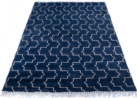 Pak-Persian Blue Hand Knotted 57 X 79  Area Rug 700-145984 Image 1