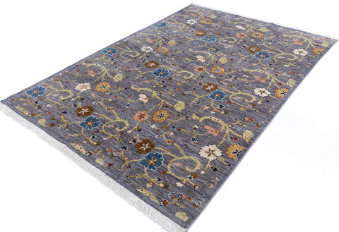 Chobi Grey Hand Knotted 56 X 710  Area Rug 700-146103 Image 2