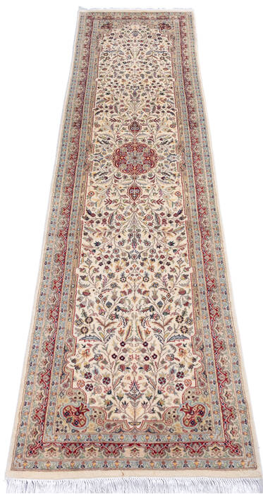 Pak-Persian Beige Runner Hand Knotted 27 X 103  Area Rug 700-146115 Image 1