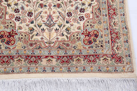 Pak-Persian Beige Runner Hand Knotted 27 X 103  Area Rug 700-146115 Image 4