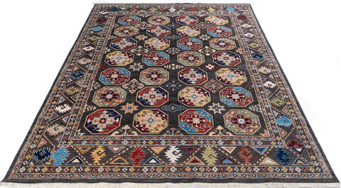 Chobi Grey Hand Knotted 81 X 100  Area Rug 700-146126 Image 1
