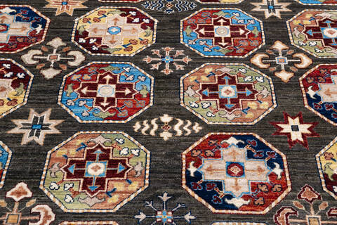 Chobi Grey Hand Knotted 81 X 100  Area Rug 700-146126 Image 3