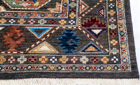 Chobi Grey Hand Knotted 81 X 100  Area Rug 700-146126 Image 4