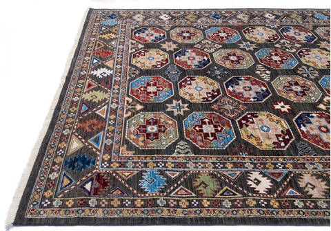 Chobi Grey Hand Knotted 81 X 100  Area Rug 700-146126 Image 5