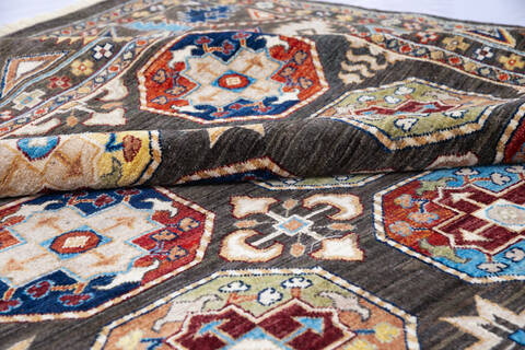 Chobi Grey Hand Knotted 81 X 100  Area Rug 700-146126 Image 6