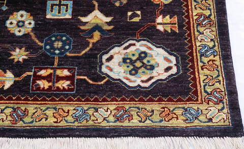 Chobi Black Hand Knotted 60 X 93  Area Rug 700-146129 Image 4