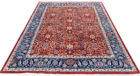 Chobi Red Hand Knotted 80 X 99  Area Rug 700-146130 Image 1