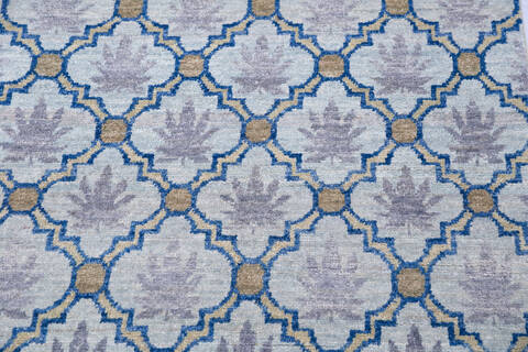 Chobi Blue Runner Hand Knotted 27 X 99  Area Rug 700-146564 Image 3
