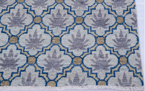 Chobi Blue Runner Hand Knotted 27 X 99  Area Rug 700-146564 Image 4