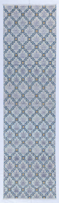 Chobi Blue Runner Hand Knotted 27 X 99  Area Rug 700-146564 Image 0