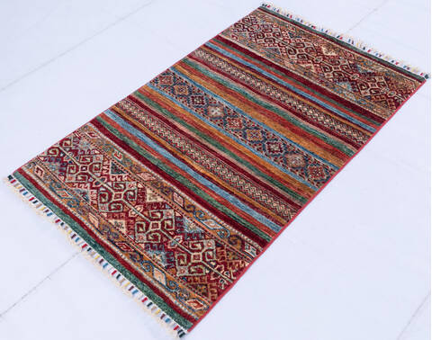Chobi Multicolor Hand Knotted 26 X 41  Area Rug 700-146572 Image 2