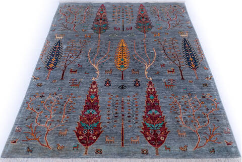Chobi Grey Hand Knotted 510 X 710  Area Rug 700-146662 Image 1
