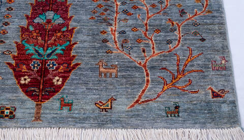 Chobi Grey Hand Knotted 510 X 710  Area Rug 700-146662 Image 4