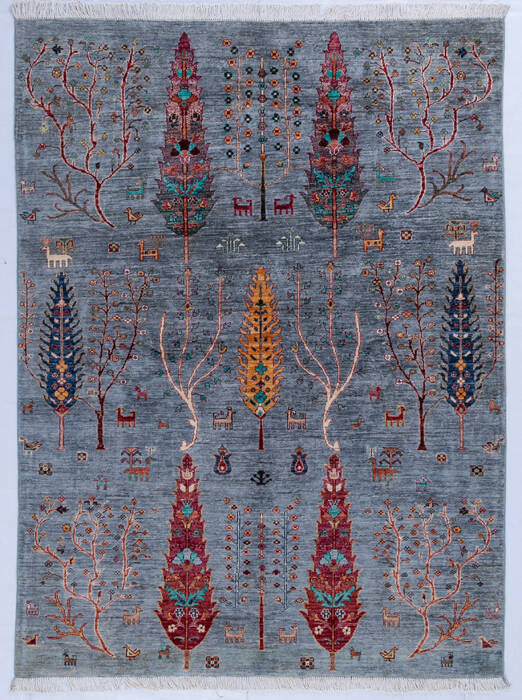 Chobi Grey Hand Knotted 510 X 710  Area Rug 700-146662 Image 0