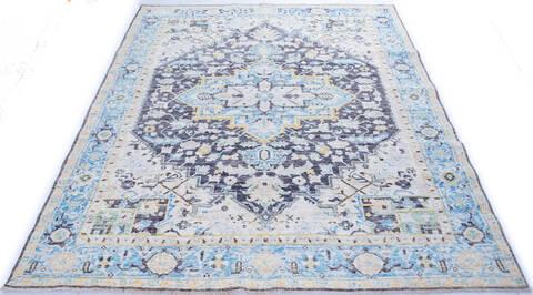Heriz Blue Hand Knotted 710 X 910  Area Rug 700-146665 Image 1