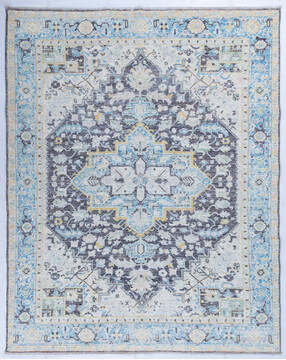 Heriz Blue Hand Knotted 7'10" X 9'10"  Area Rug 700-146665