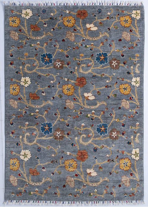 Chobi Grey Hand Knotted 410 X 611  Area Rug 700-146693 Image 0