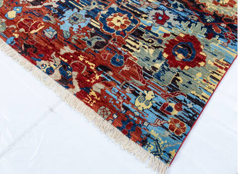 Chobi Multicolor Hand Knotted 80 X 99  Area Rug 700-146880 Image 5
