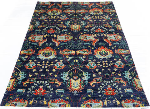 Chobi Blue Hand Knotted 511 X 90  Area Rug 700-146883 Image 1