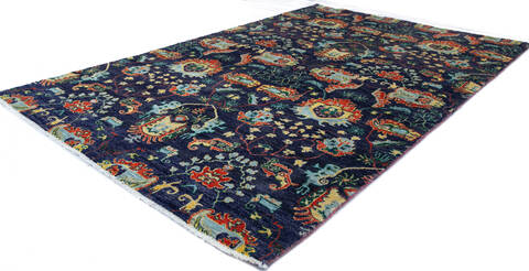 Chobi Blue Hand Knotted 511 X 90  Area Rug 700-146883 Image 2