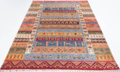 Chobi Multicolor Hand Knotted 611 X 101  Area Rug 700-146962 Image 1