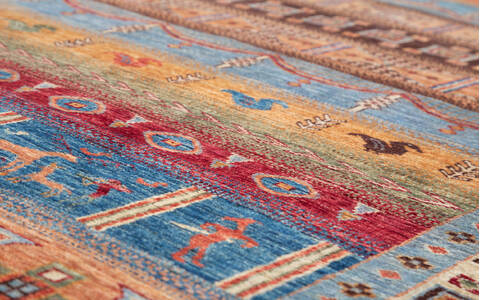 Chobi Multicolor Hand Knotted 611 X 101  Area Rug 700-146962 Image 3