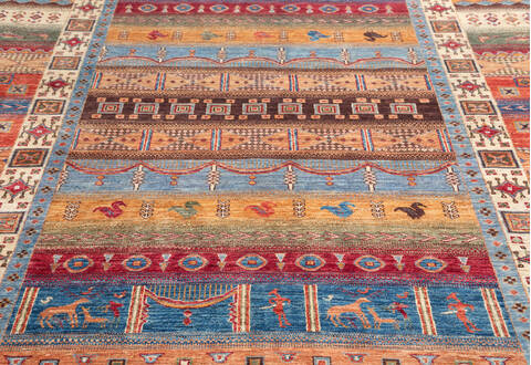 Chobi Multicolor Hand Knotted 611 X 101  Area Rug 700-146962 Image 5