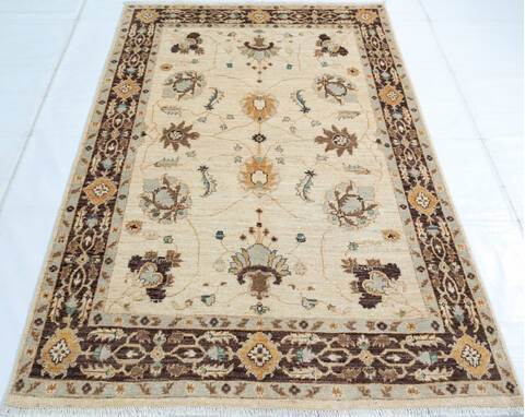 Chobi Beige Hand Knotted 40 X 511  Area Rug 700-147010 Image 1