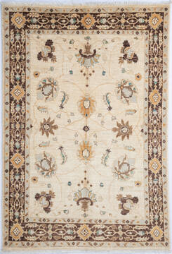 Afghan Chobi Beige Rectangle 4x6 ft Wool Carpet 147010