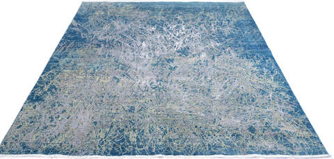 Chobi Blue Hand Knotted 82 X 99  Area Rug 700-147029 Image 1
